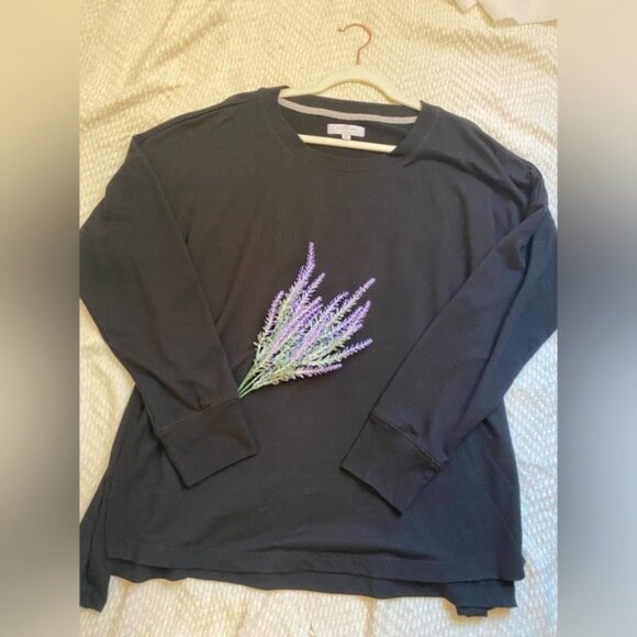 New Directions Studio Women's Black Long Sleeve Side Slit Knit Top Size XL - Picture 2 of 7